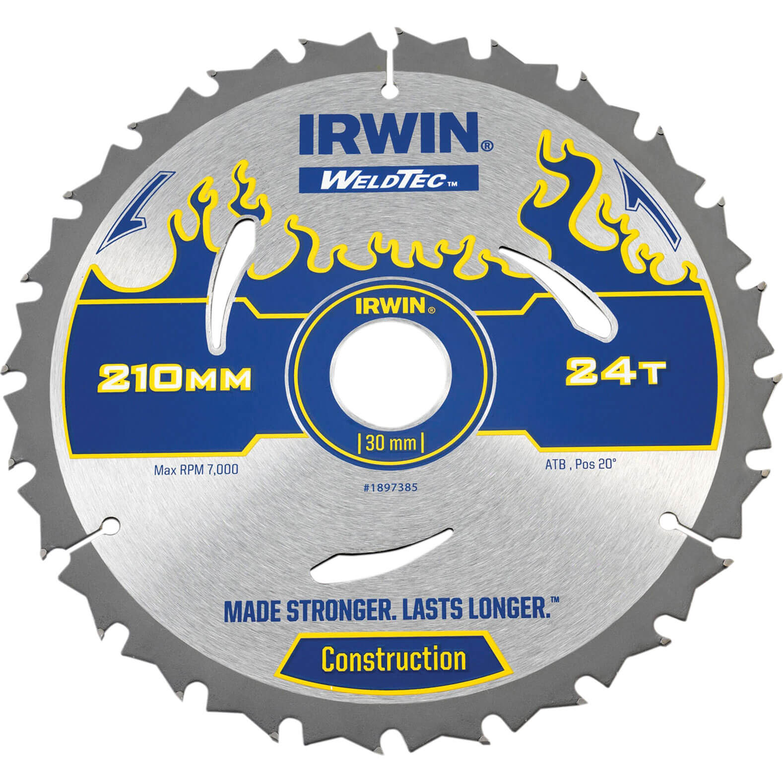 Image of Irwin Weldtec Circular Saw Blade 210mm x 24 Teeth x 30mm Bore ATB