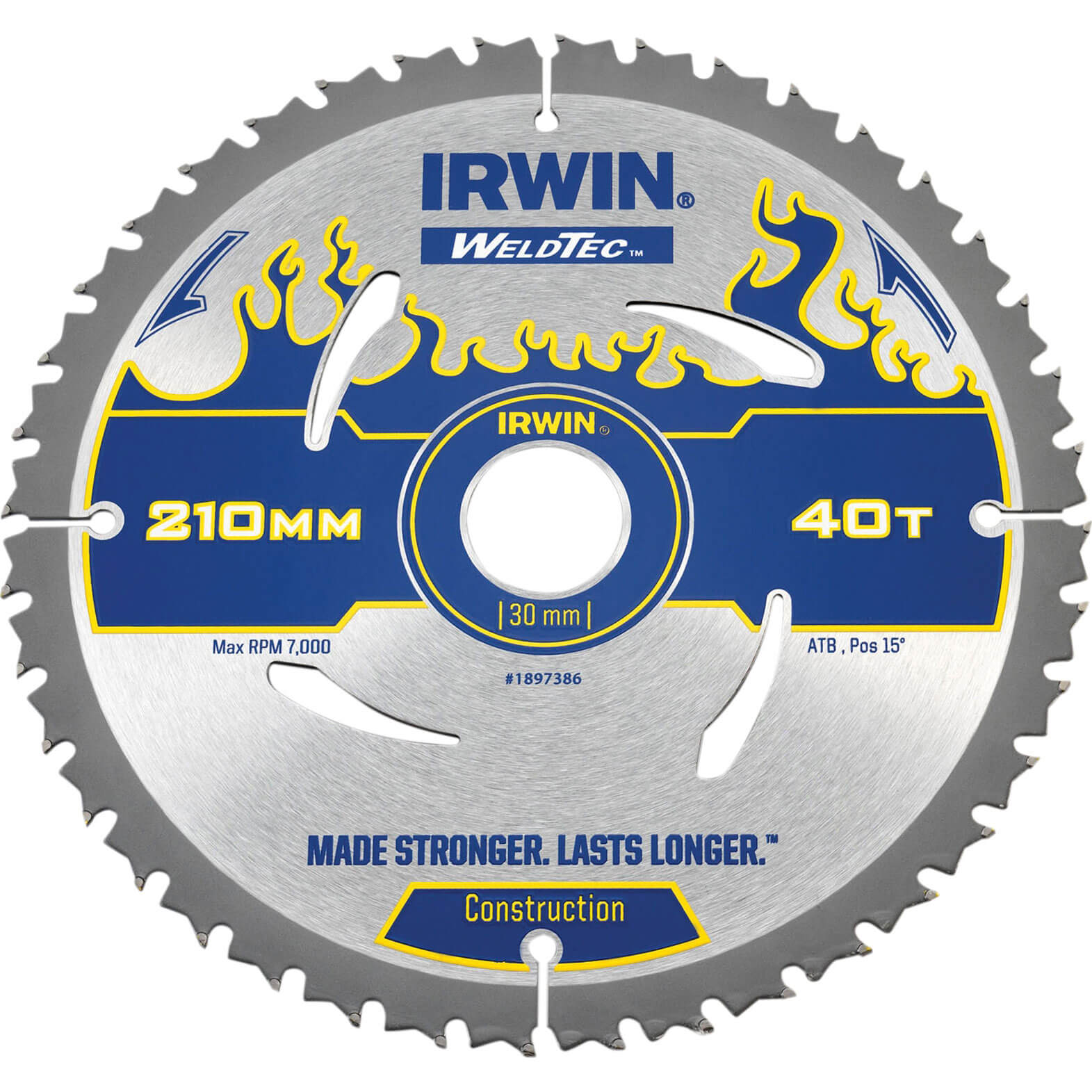 Image of Irwin Weldtec Circular Saw Blade 210mm x 40 Teeth x 30mm Bore ATB