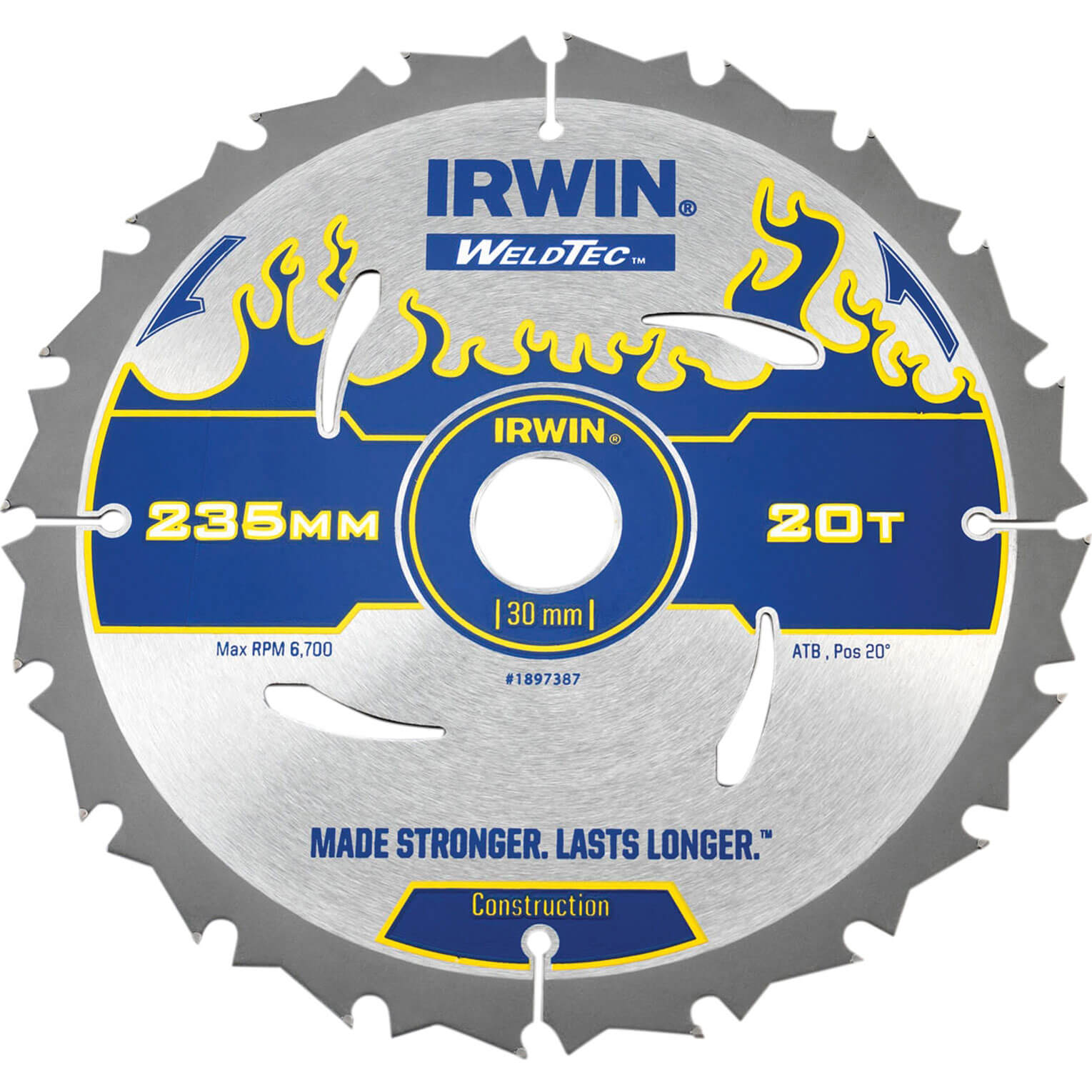 Image of Irwin Weldtec Circular Saw Blade 235mm x 20 Teeth x 30mm Bore ATB