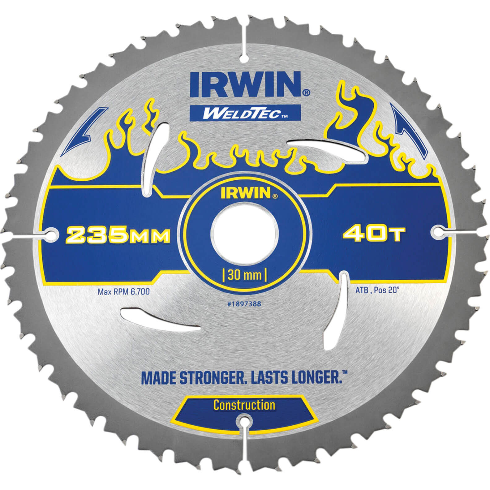 Image of Irwin Weldtec Circular Saw Blade 235mm x 40 Teeth x 30mm Bore ATB