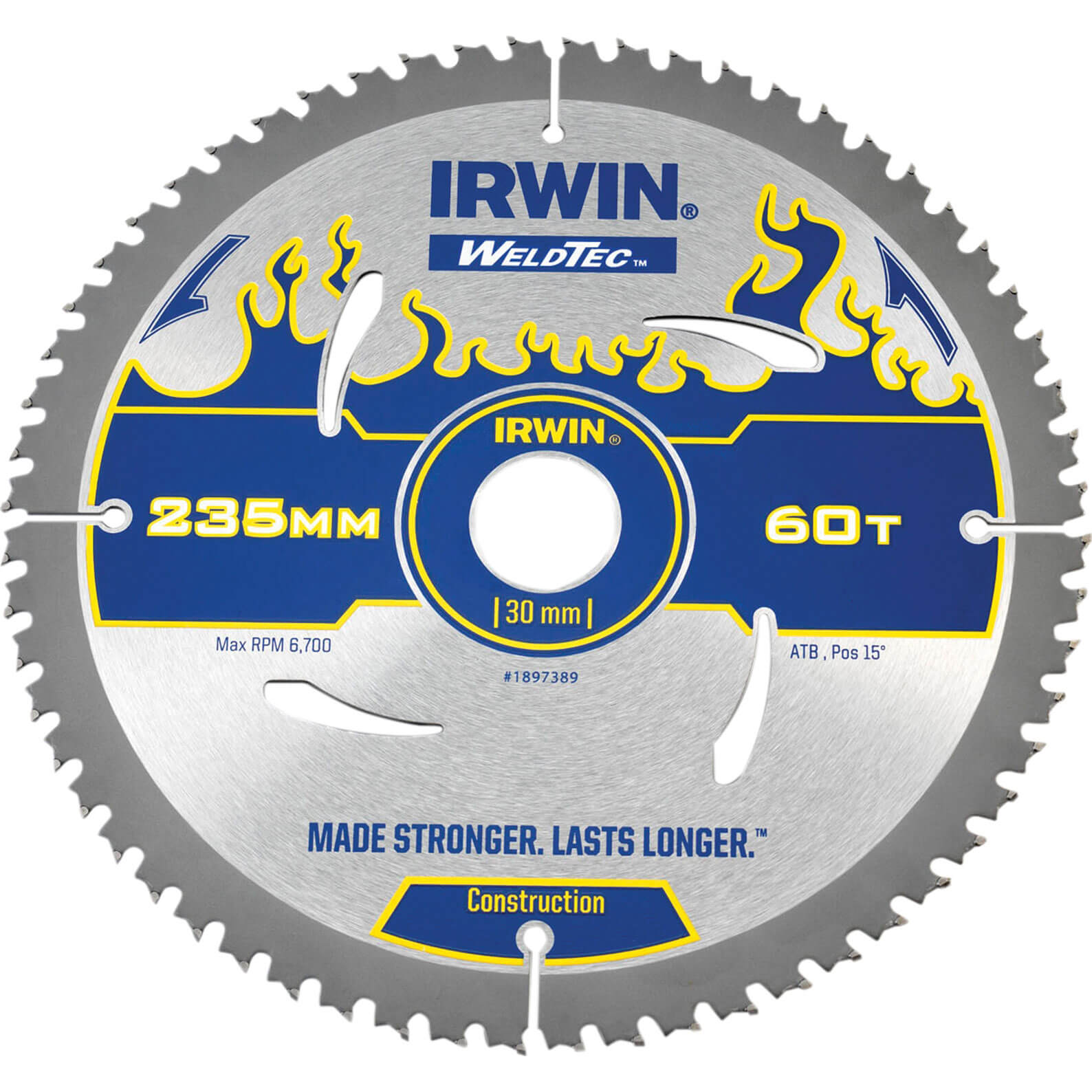 Image of Irwin Weldtec Circular Saw Blade 235mm x 60 Teeth x 30mm Bore ATB