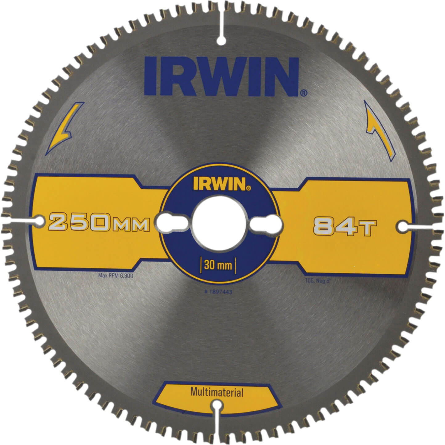 Image of Irwin Multi Material Circular Saw Blade 250mm x 30mm Bore 84 Teeth TCG Neg