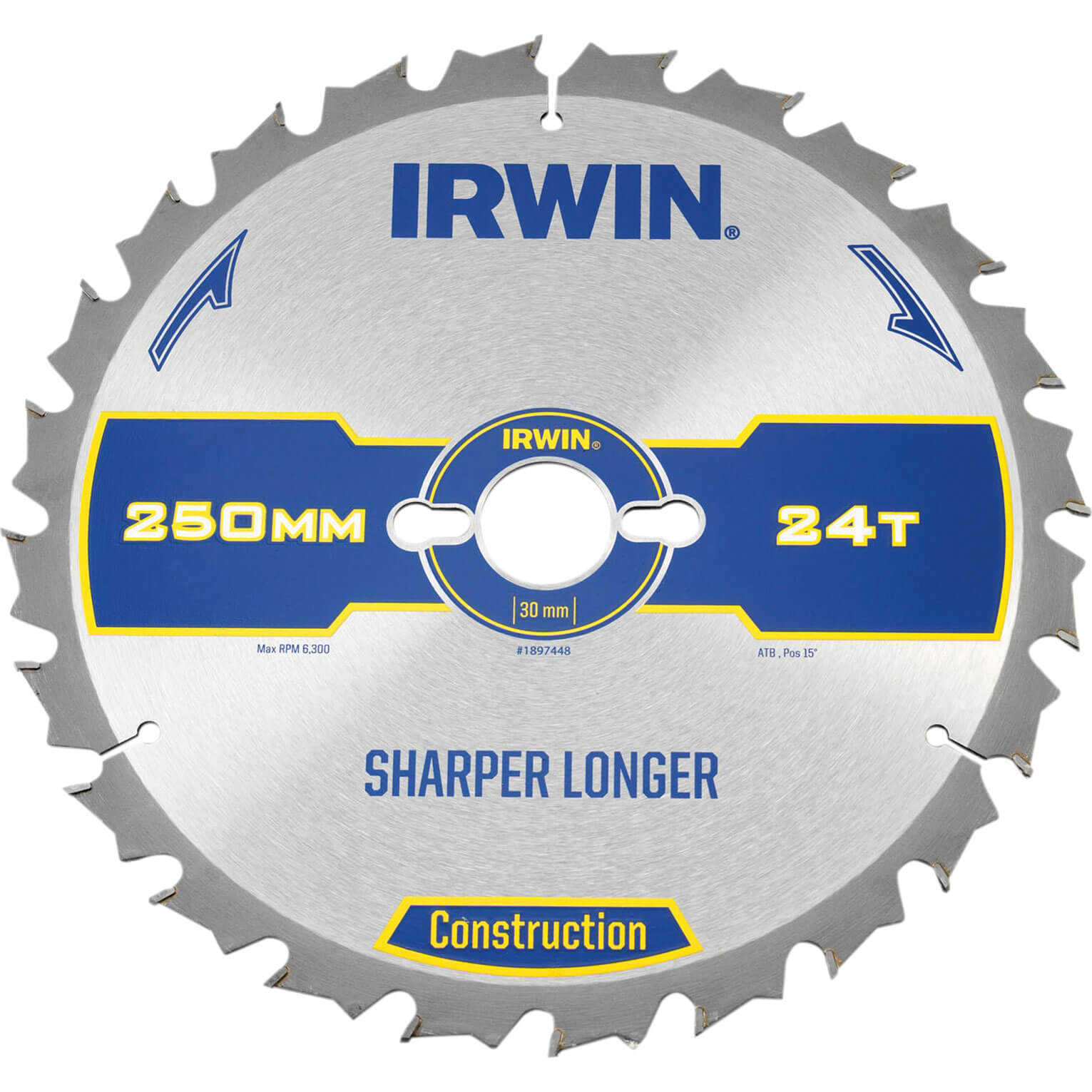 Image of Irwin Construction ATB Circular Saw Blade 250mm x 30mm Bore 24 Teeth