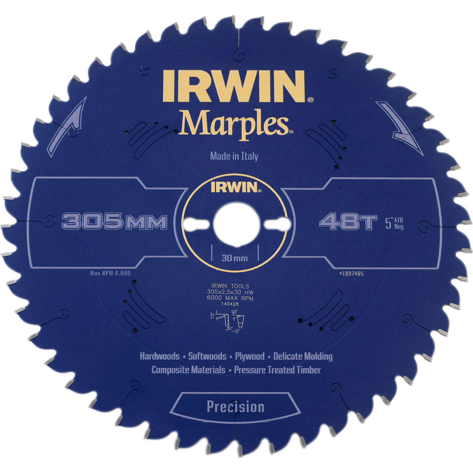 Image of Irwin Marples Circular Saw Blade 305mm x 48 Teeth x 30mm Bore ATB Neg M