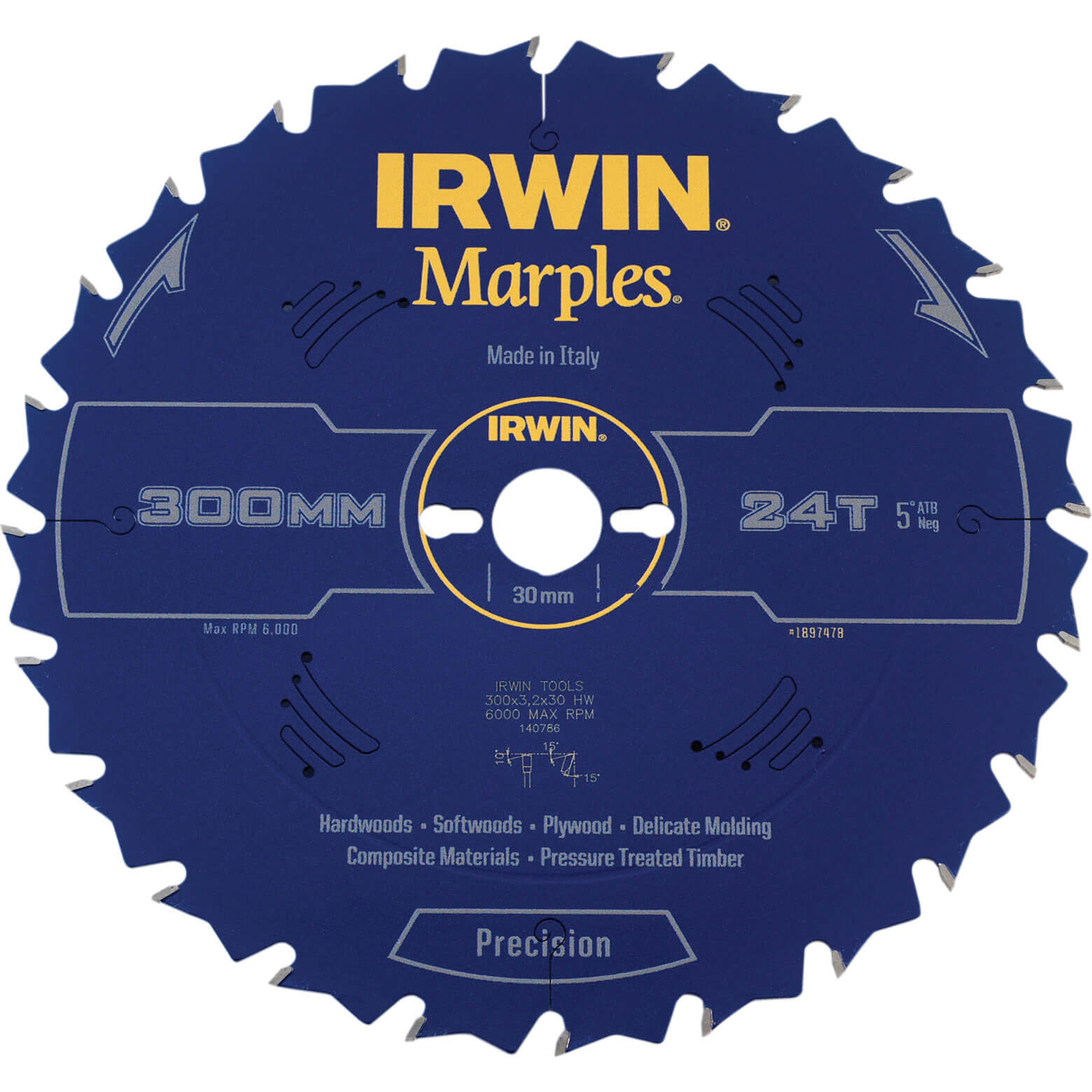 Image of Irwin Marples Circular Saw Blade 300mm x 24 Teeth x 30mm Bore ATB