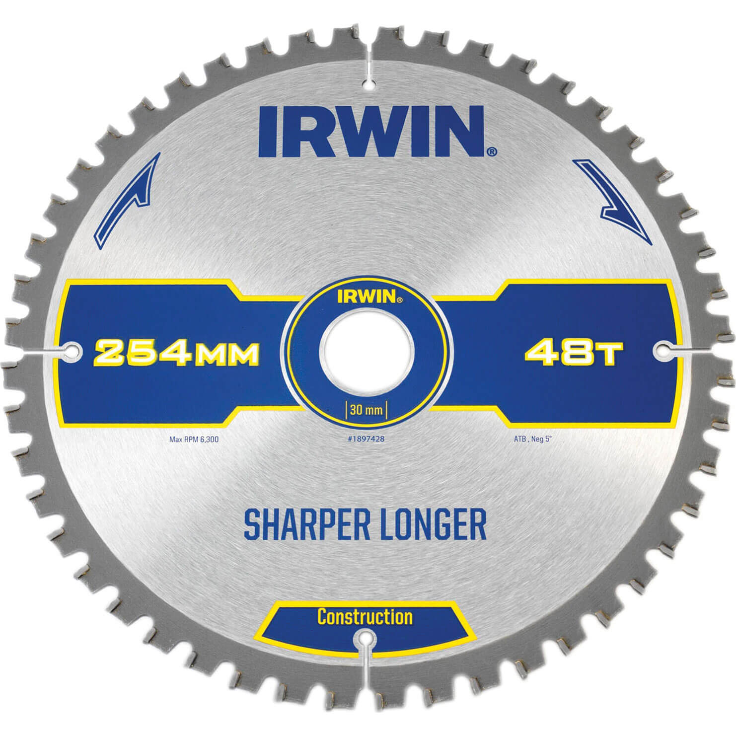 Image of Irwin Construction ATB Circular Saw Blade 254mm x 30mm Bore 48 Teeth