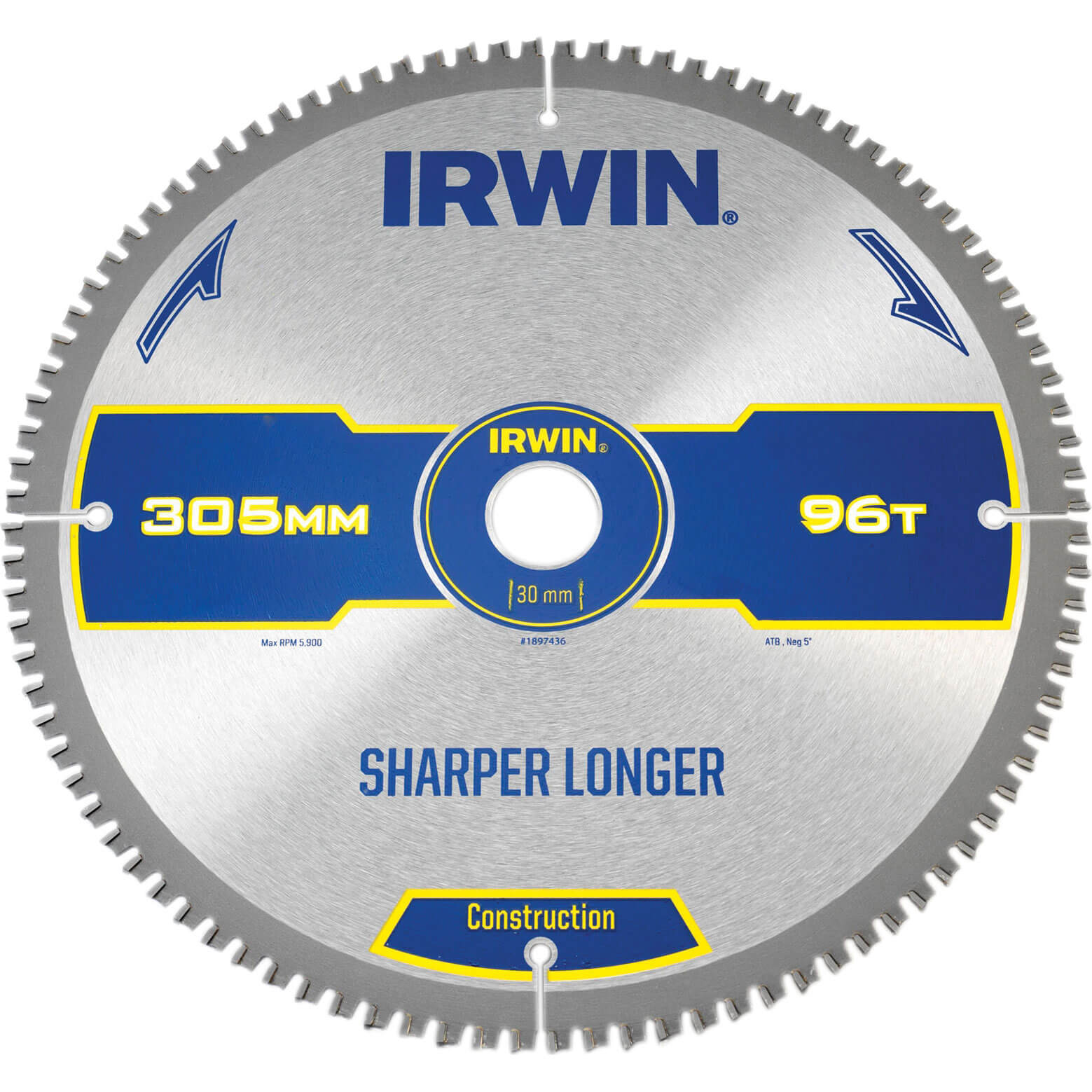 Image of Irwin Construction ATB Circular Saw Blade 305mm x 30mm Bore 96 Teeth