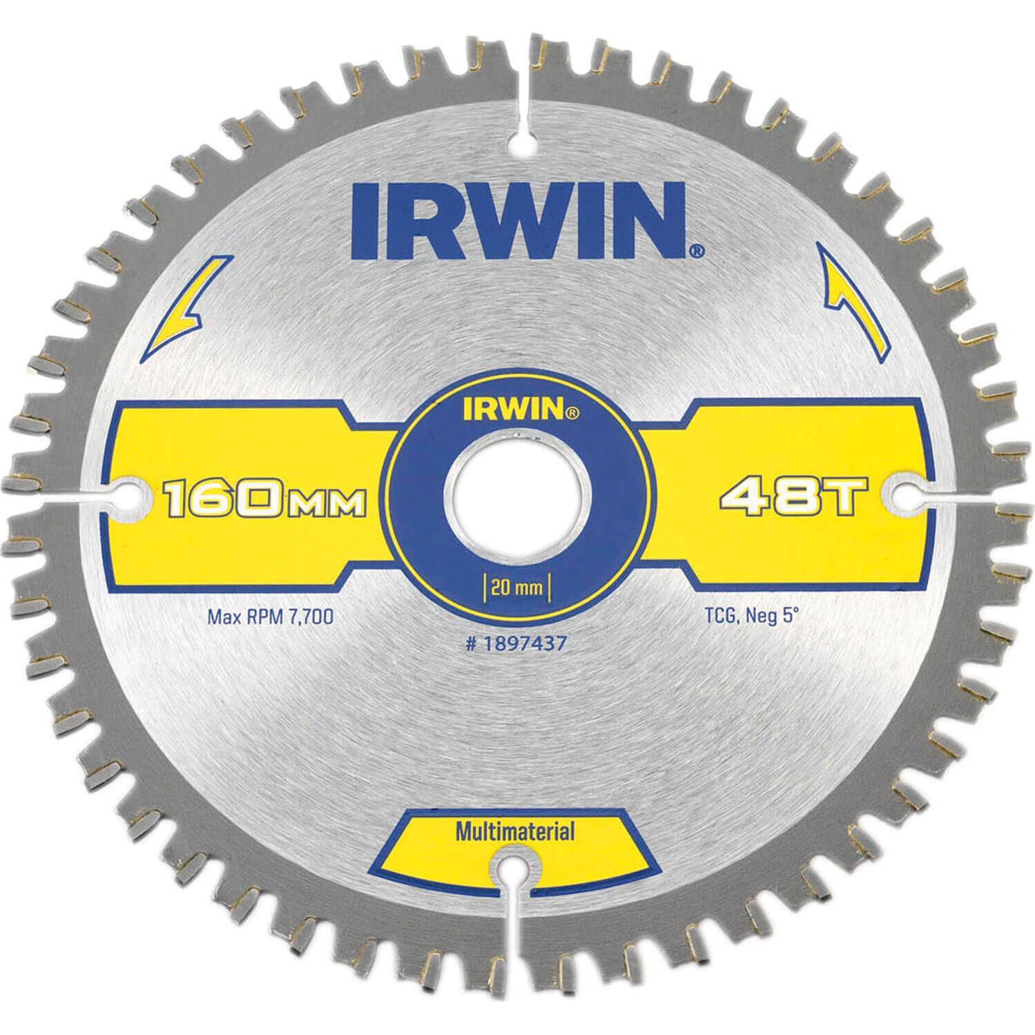 Image of Irwin Multi Material Circular Saw Blade 160mm x 20mm Bore 48 Teeth TCG Neg