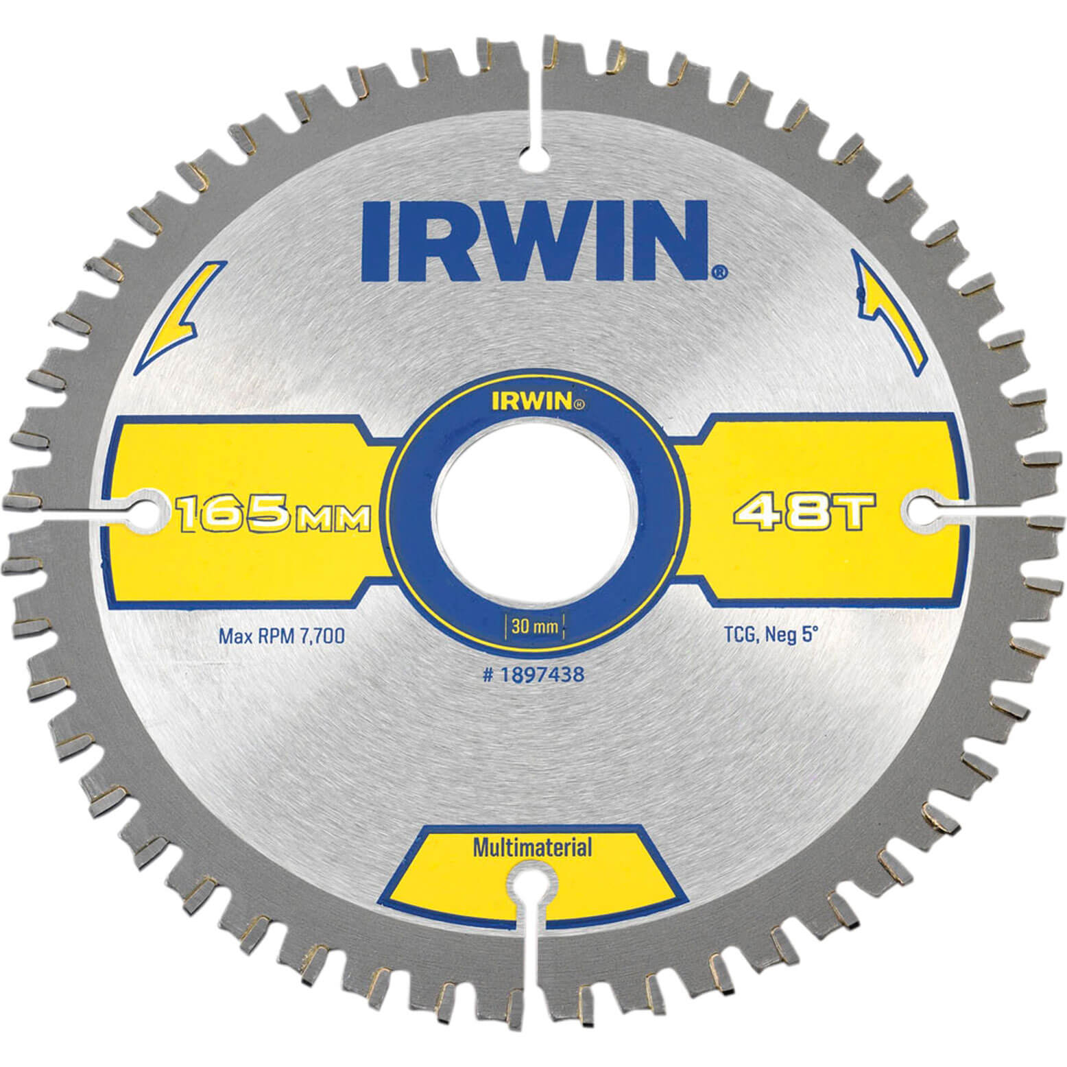 Image of Irwin Multi Material Circular Saw Blade 165mm x 30mm Bore 48 Teeth TCG Neg