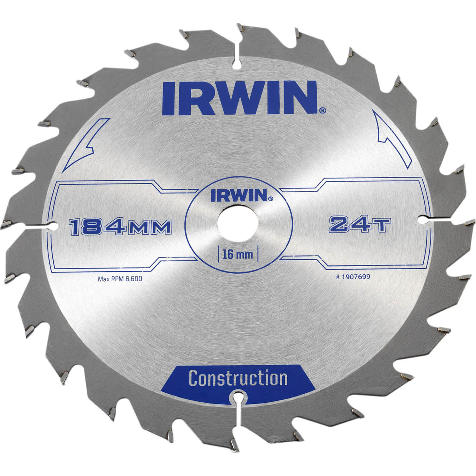 Image of Irwin Professional Circular Saw Blade 184mm x 24 Teeth x 16mm Bore for Wood