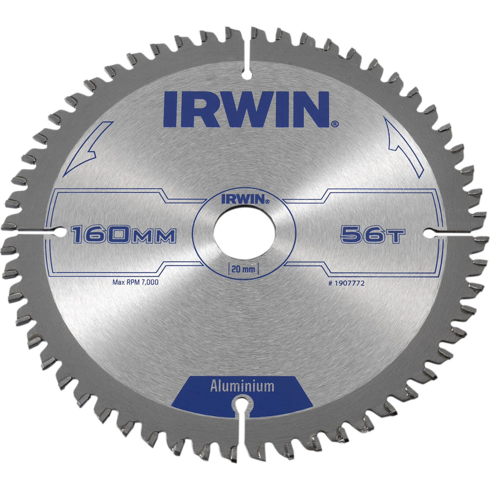 Image of Irwin Professional Circular Saw Blade 160mm x 56 Teeth x 20mm Bore for Aluminium