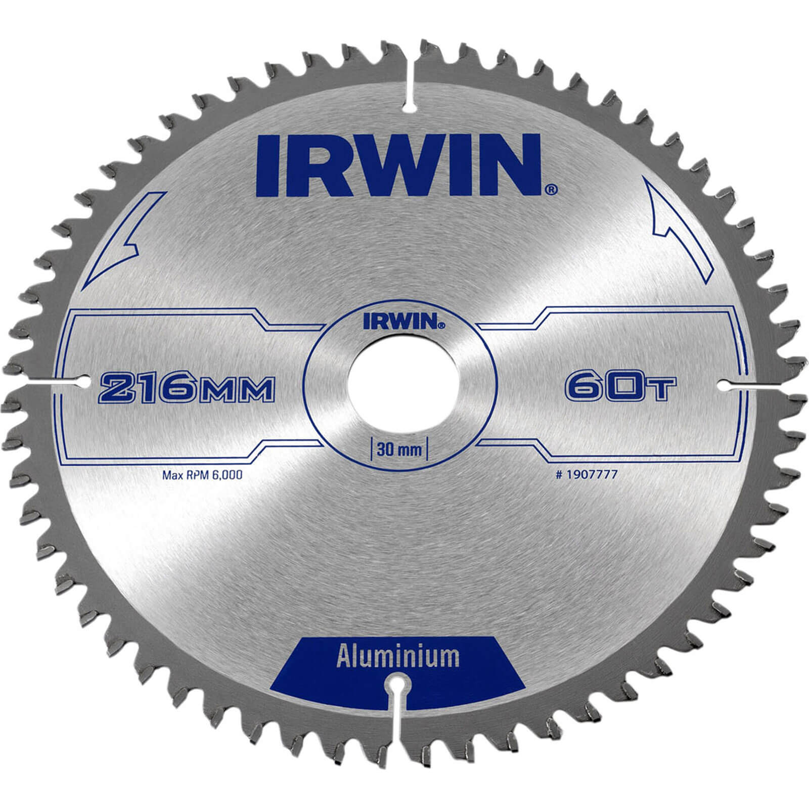 Image of Irwin Professional Circular Saw Blade 216mm x 60 Teeth x 30mm Bore for Aluminium