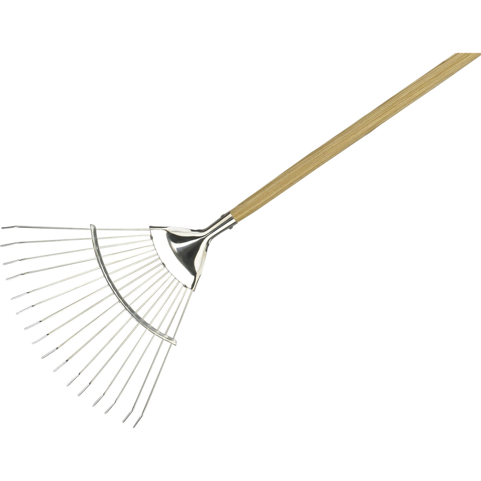 Image of Kent and Stowe Long Handled Stainless Steel Lawn and Leaf Rake 17 Metre Long