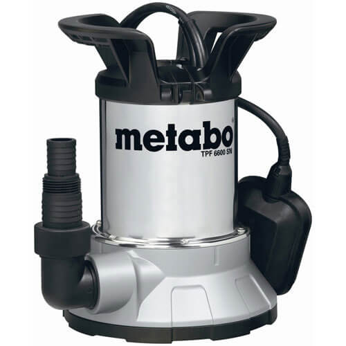 Image of Metabo TPF 6600SN Low Intake Stainless Steel Submersible Clean Water Pump with Float Switch 6 Metre Lift 6600 Litre Hour Max Flow 450w 240v