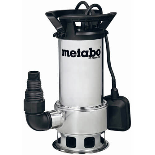 Image of Metabo PS 18000SN Stainless Steel Submersible Dirty Water Pump with Float Switch 11 Metre Lift 18000 Litre Hour Max Flow 1100w 240v