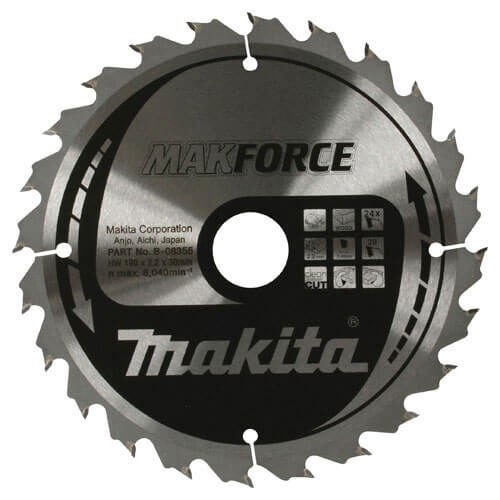 Image of Makita Makforce Circular Saw Blade 190mm x 24 Teeth 30mm Bore