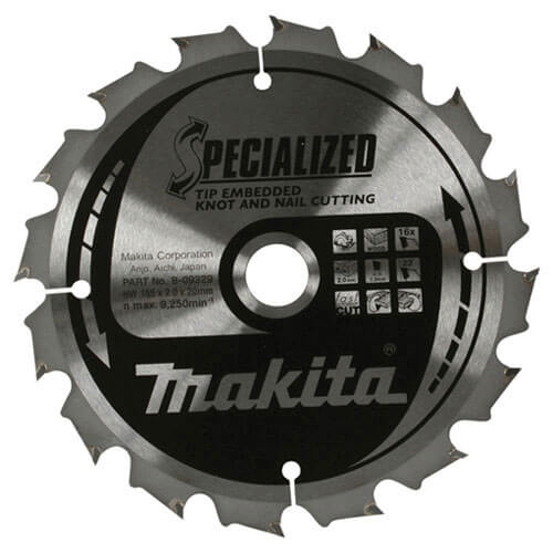 Image of Makita Specialized Tip Embedded Circular Saw Blade 165mm x 24 Teeth 20mm Bore