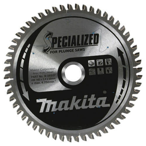 Image of Makita Specialized Aluminium Plunge Saw Blade 165mm x 56 Teeth 20mm Bore