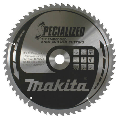 Image of Makita Specialized Tip Embedded Circular Saw Blade 355mm x 60 Teeth 30mm Bore