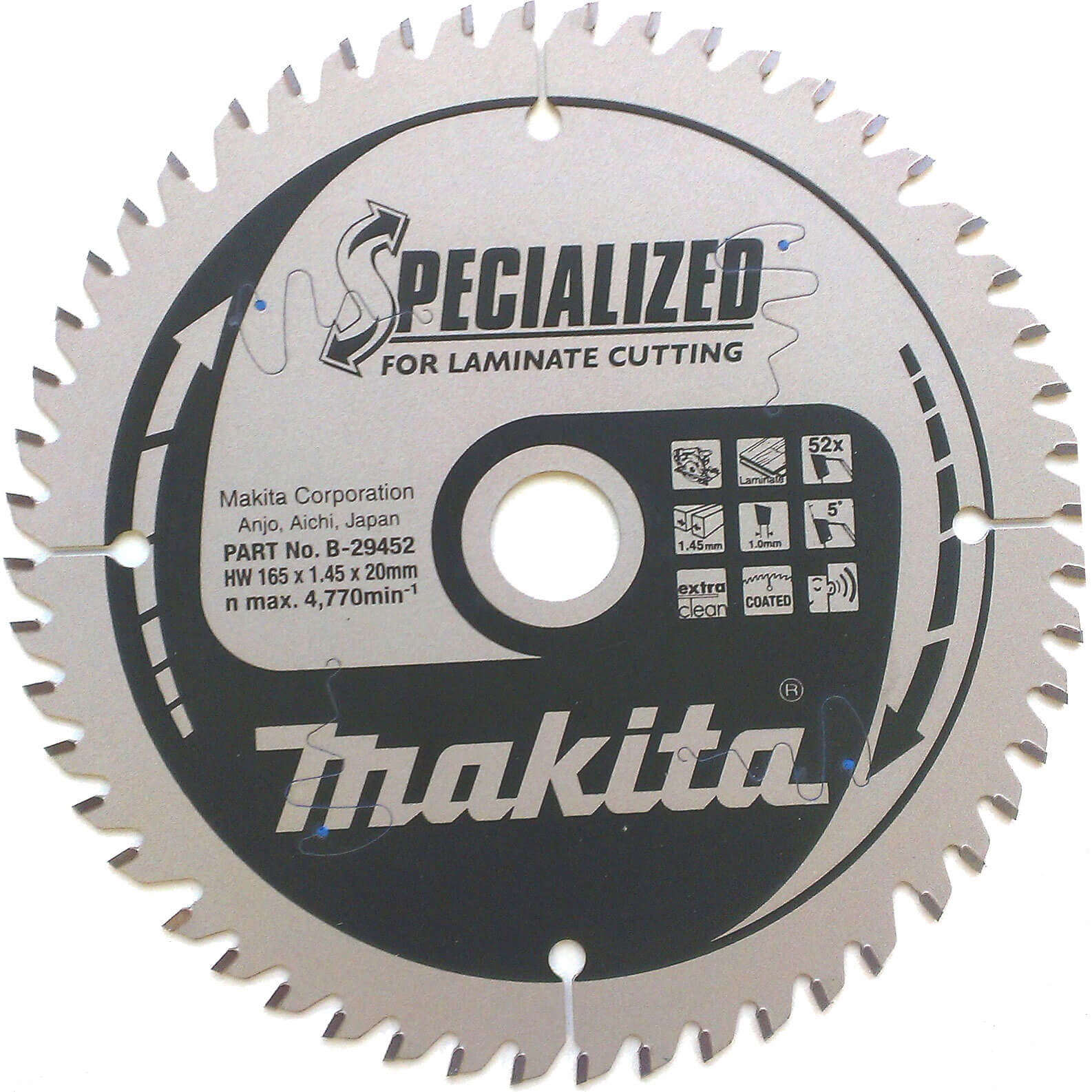 Image of Makita Specialized Laminate Circular Saw Blade 165mm x 52 Teeth 20mm