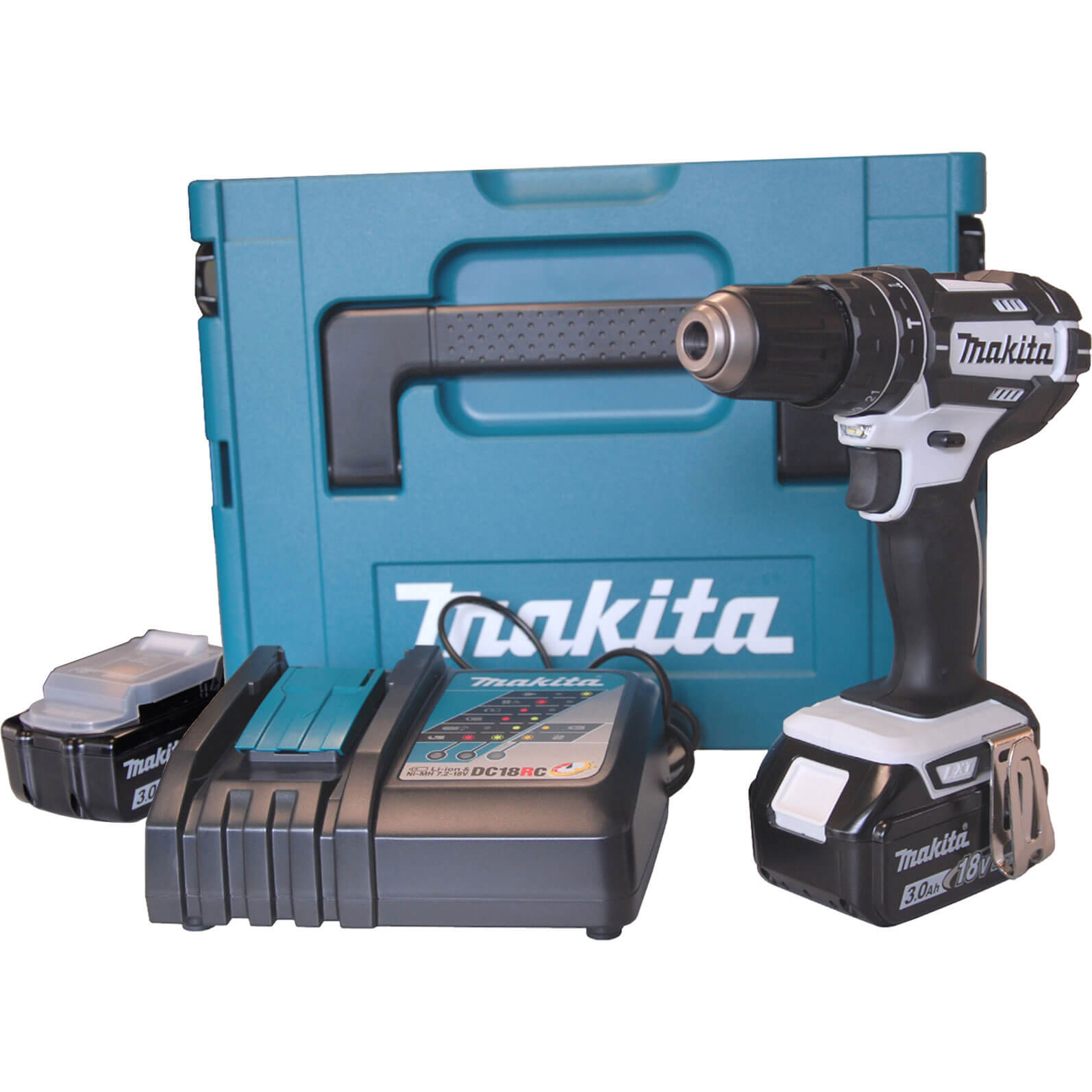 Image of Makita DHP482RFWJ 18v Cordless LXT Combi Drill with 2 Lithium Ion Batteries 3ah