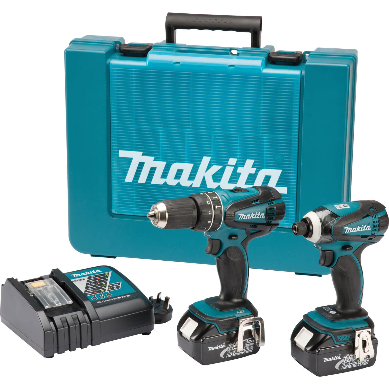 Image of Makita DLX2012 18v Cordless Combi Drill and Impact Driver with 2 Lithium Ion Batteries 3ah