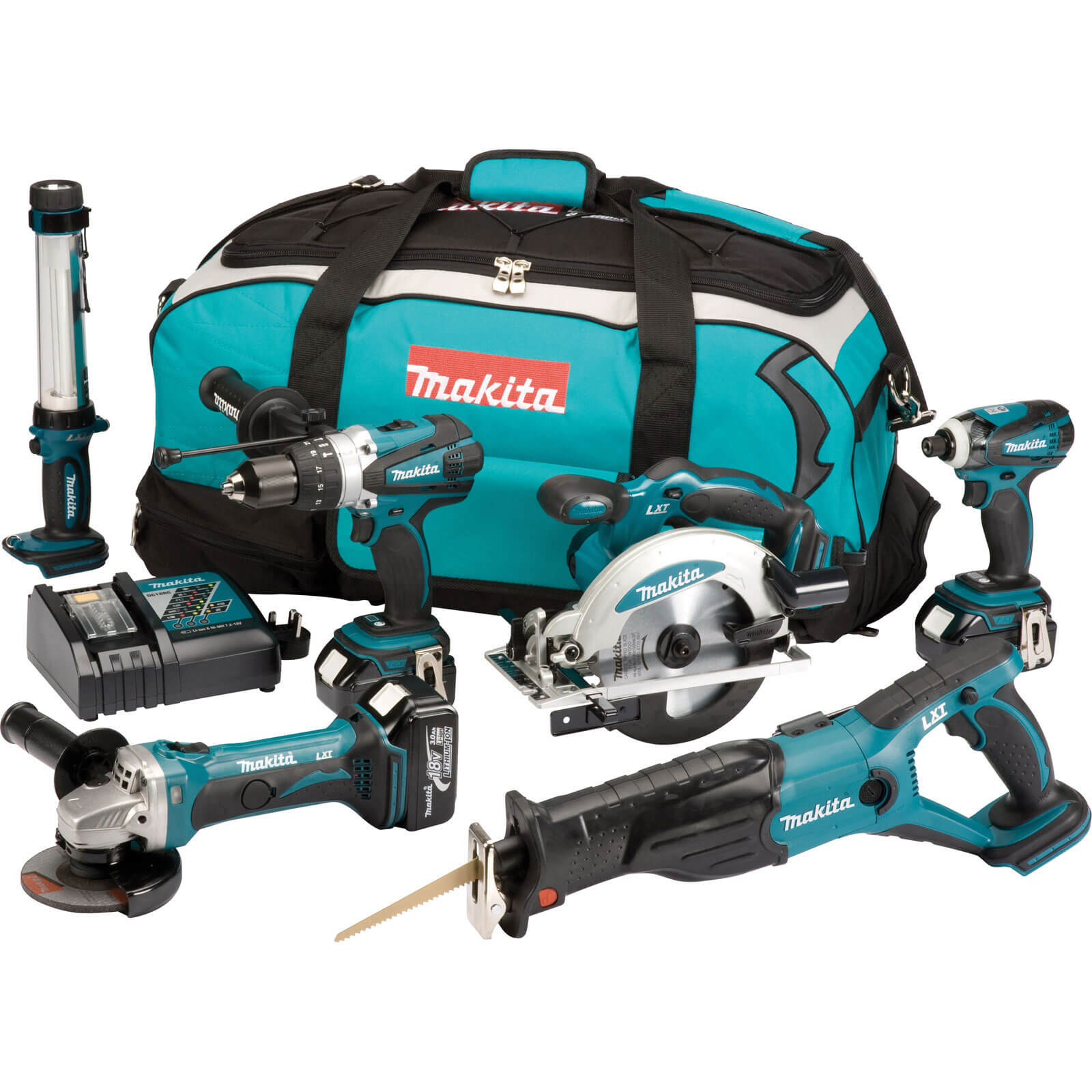 Image of Makita DLX6000PM 18v Cordless 6 Piece Power Tool Kit with 3 Lithium Ion Batteries 4ah