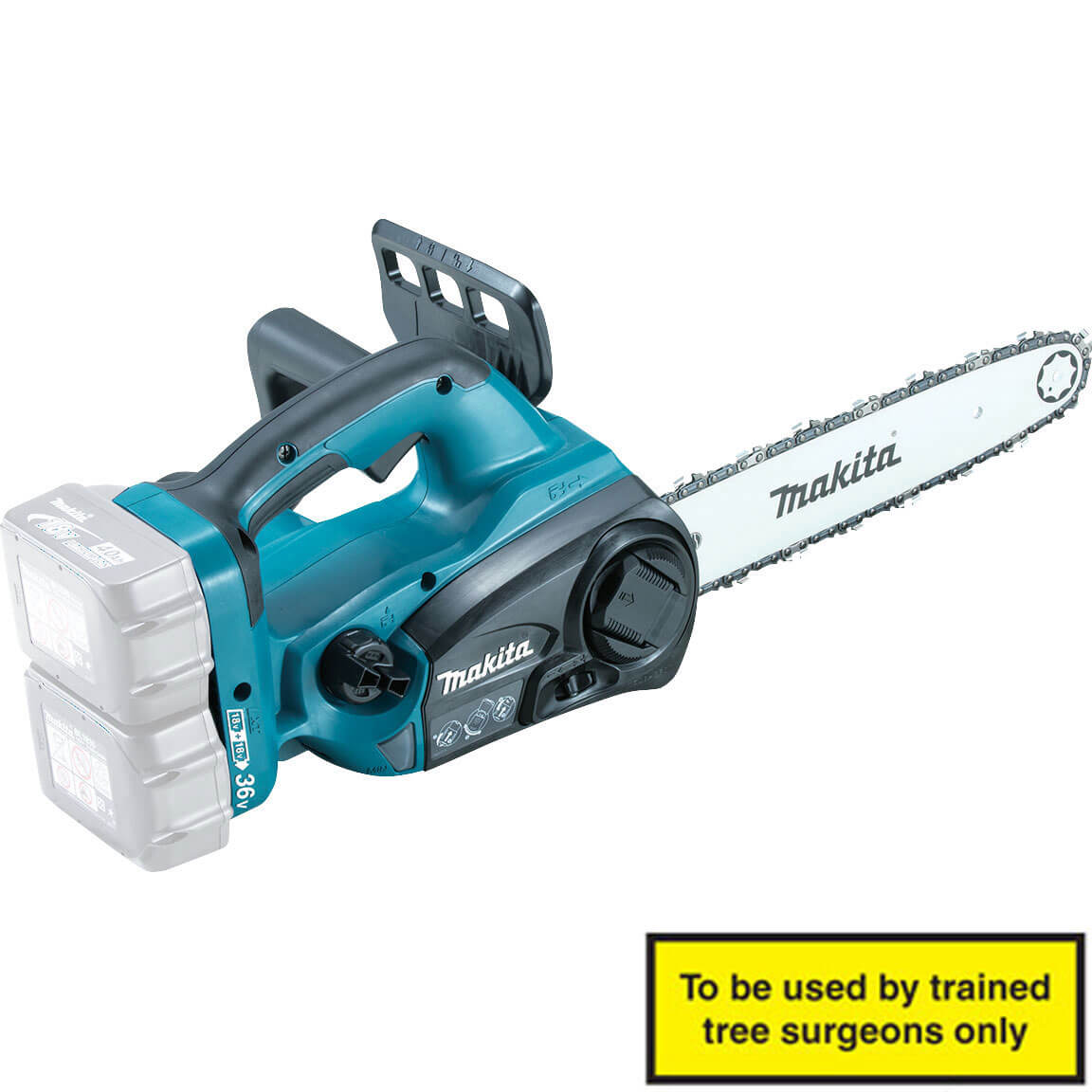 Image of Makita DUC302Z 36v Cordless LXT Chainsaw with 300mm 12 Bar without Battery or Charger Uses 2 x 18v Batteries