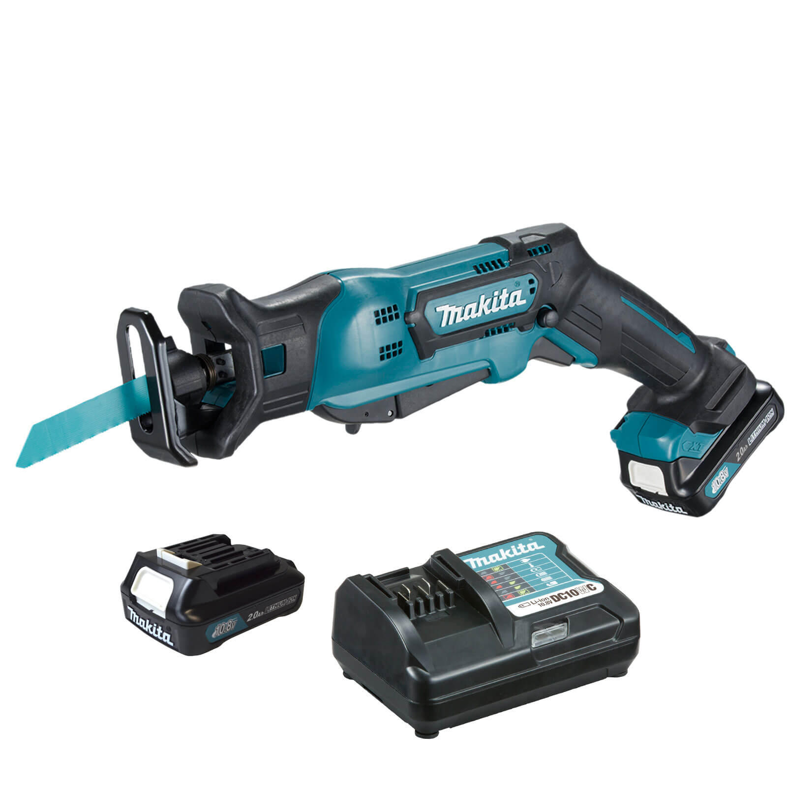 Image of Makita JR103DZ 108v Cordless CXT Reciprocating Saw with 2 Lithium Ion Batteries 2ah