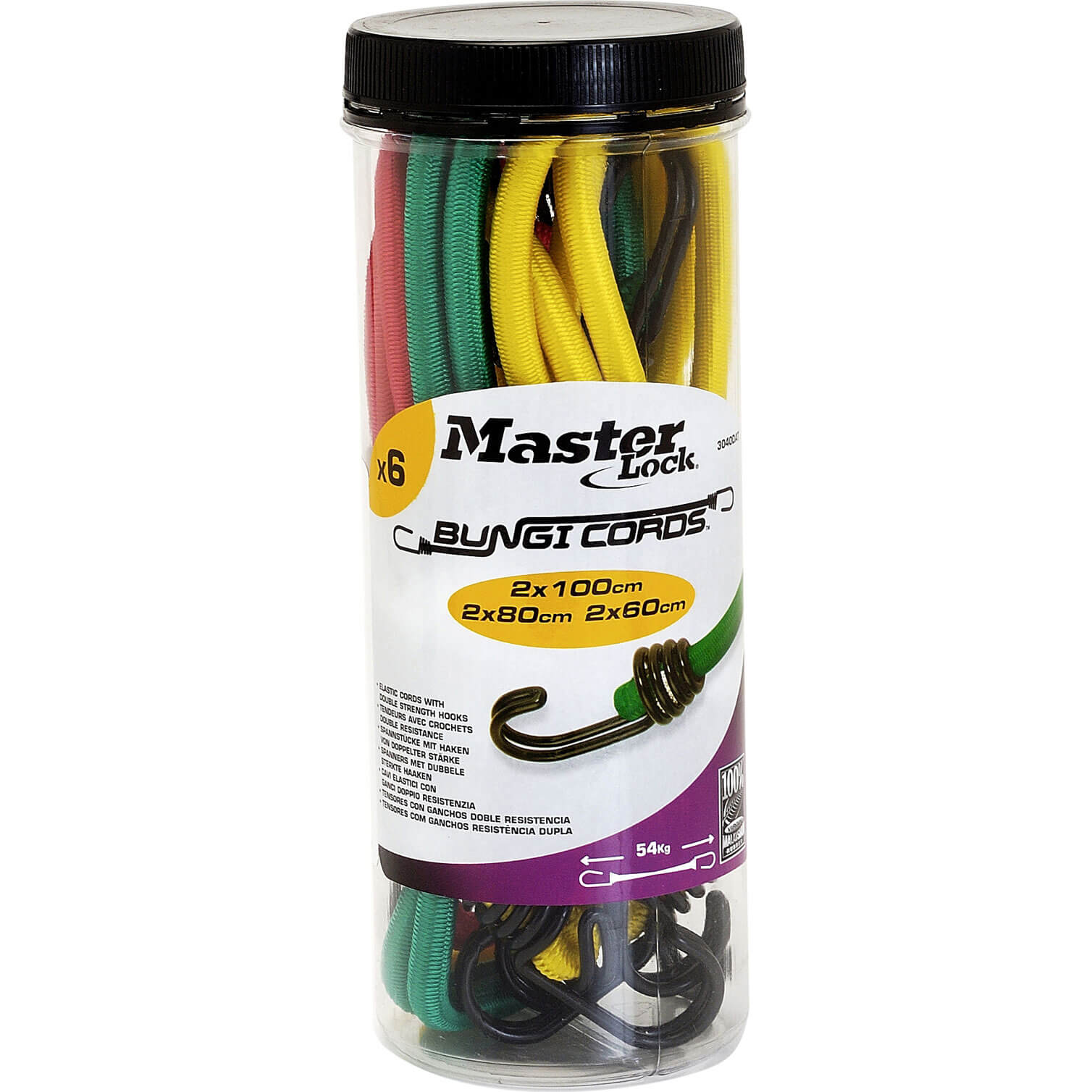 Image of Masterlock Assorted 6 Piece Bungee Cord Jar