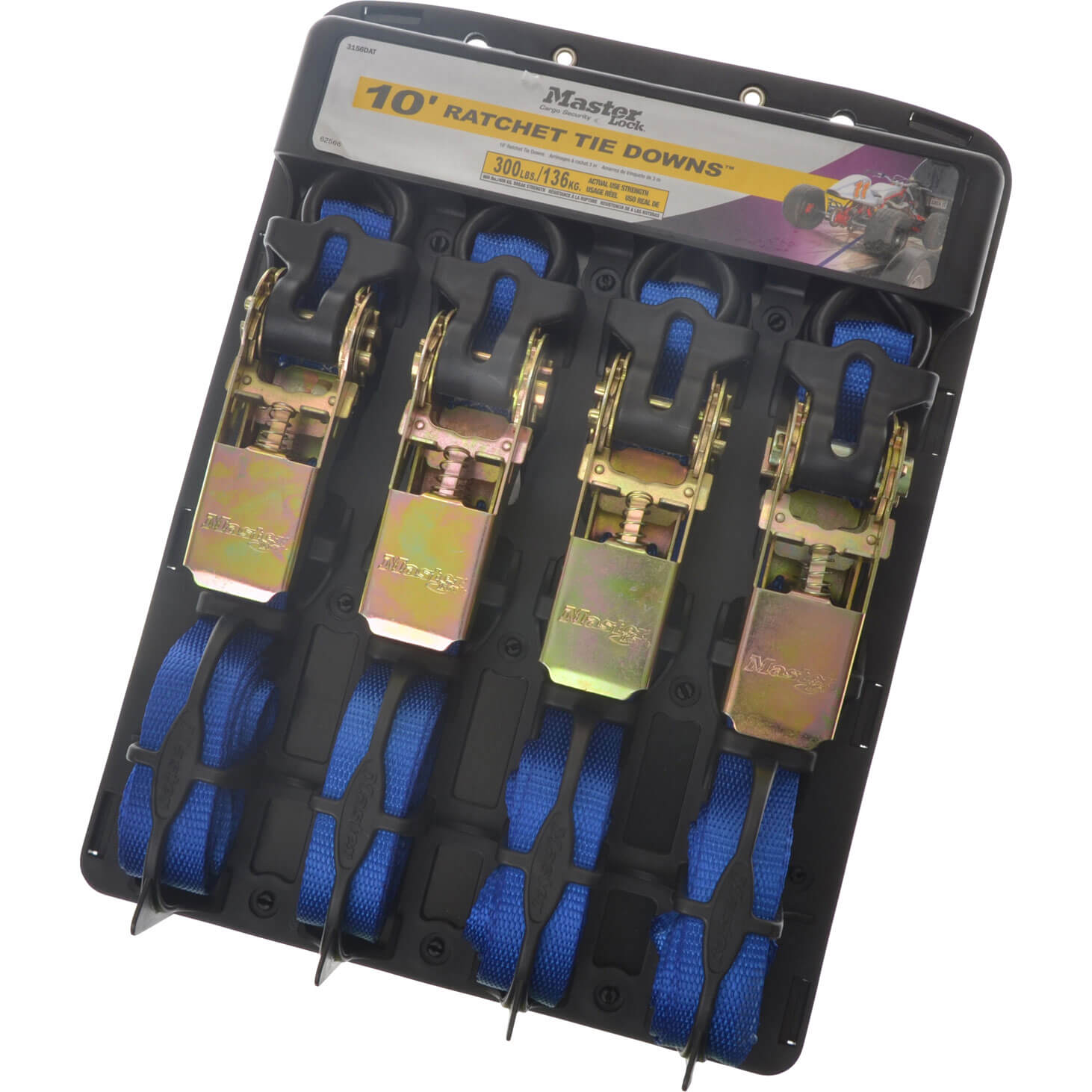 Image of Masterlock 4 Piece Ratchet Tie Down Strap Set