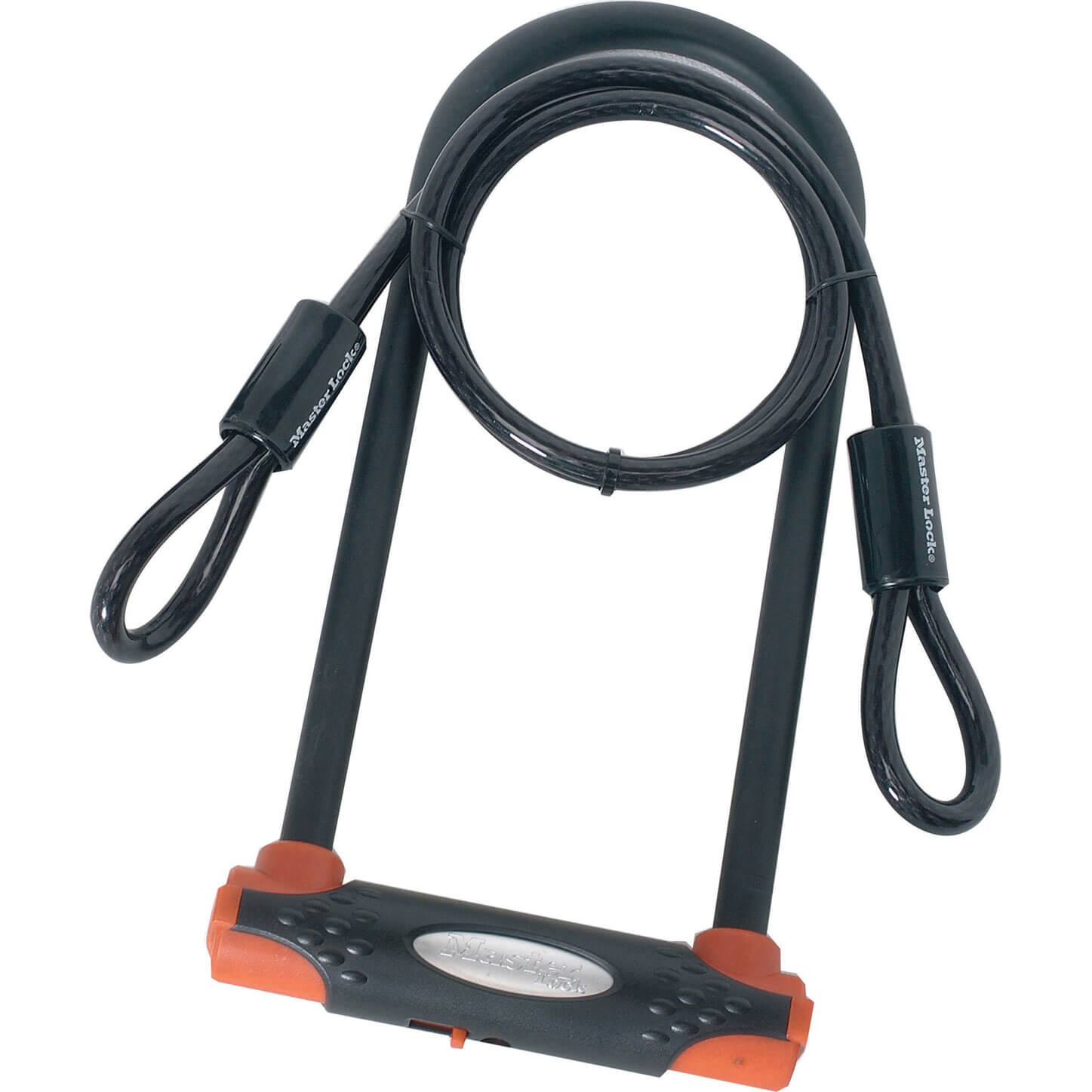 Image of MasterLock High Security U Bar Bicycle Lock with Security Cable 280 x 110 x 13mm