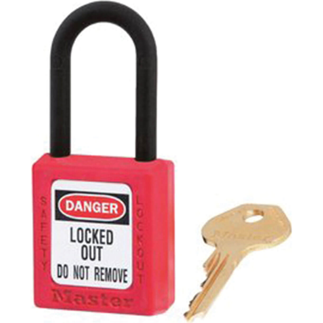 Image of MasterLock 38mm Lockout Padlock with Plastic Shackle Red