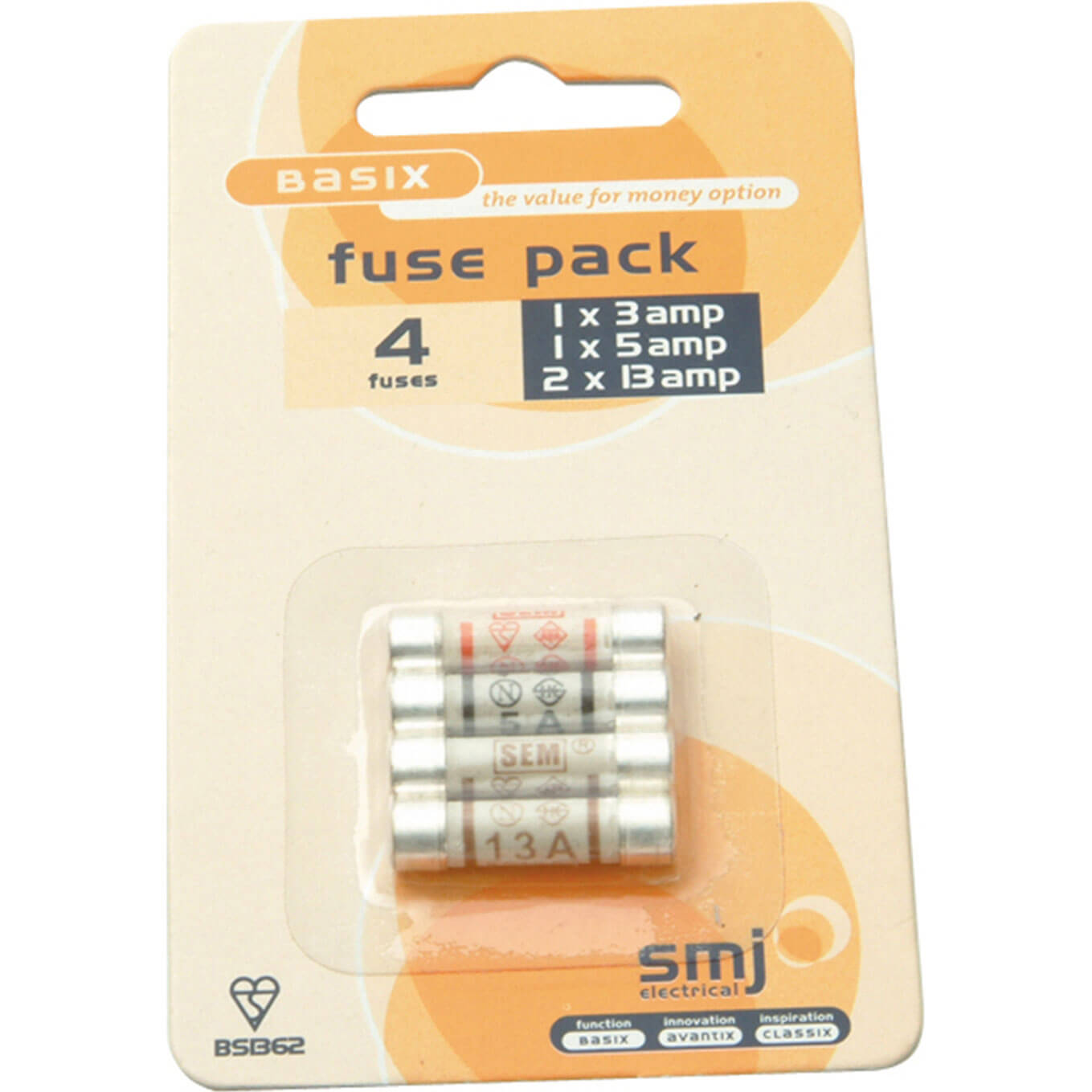 Image of Smj Pack of 4 Mixed Fuses 1X3A1X5A2X13A