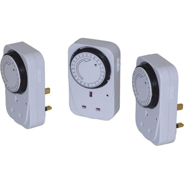 Image of SMJ Basix 24 Hour Mechanical Plug In Timer Pack of 3