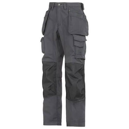 Image of Snickers Mens Rip Stop Floor Layer Trousers Grey Black 35 Waist 35 Leg