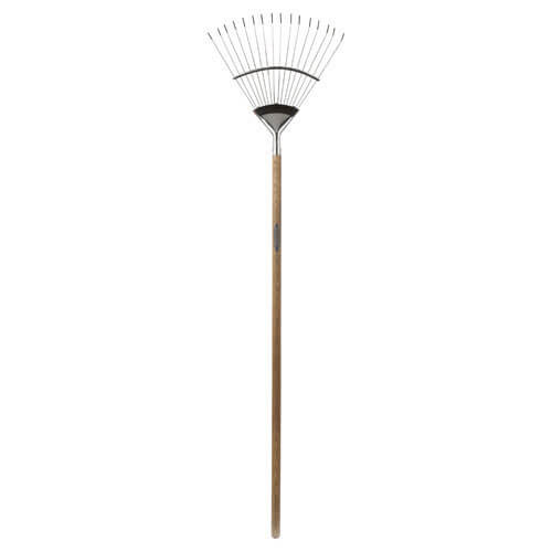 Image of Spear and Jackson Traditional Stainless Steel Flexo Lawn Rake with 1193mm Wooden Handle