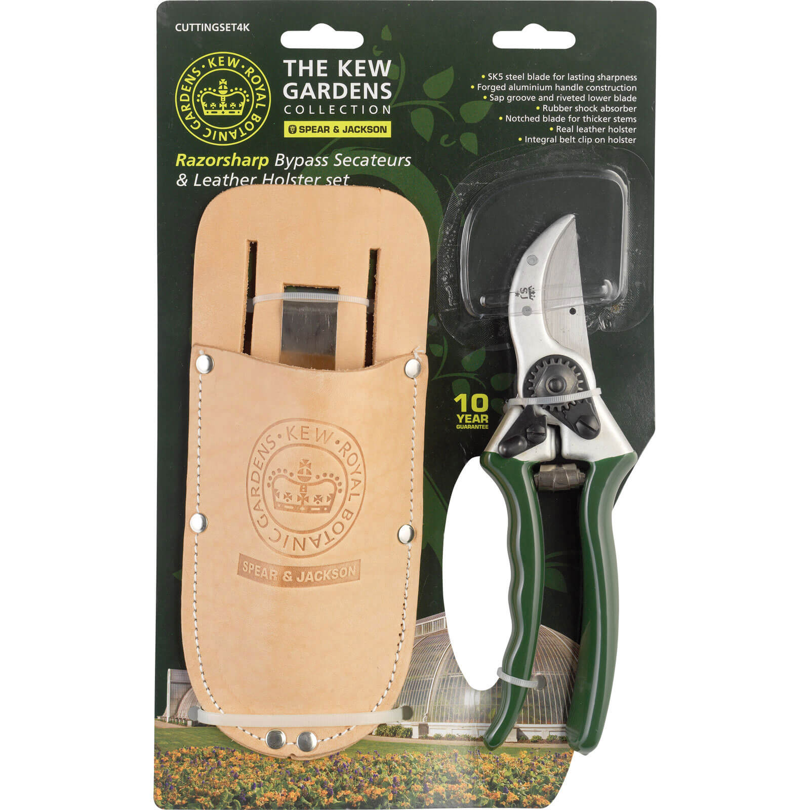 Image of Kew Gardens Bypass Secateurs Max 20mm Capacity 215mm Long with Holster