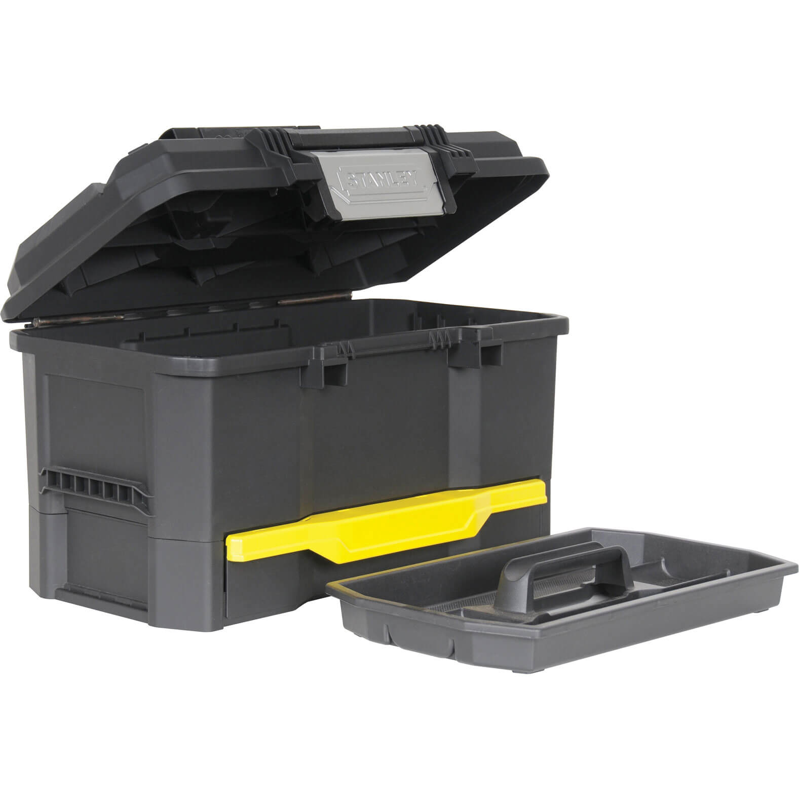 Image of Stanley One Touch Plastic Tool Box with Drawer 480mm 19