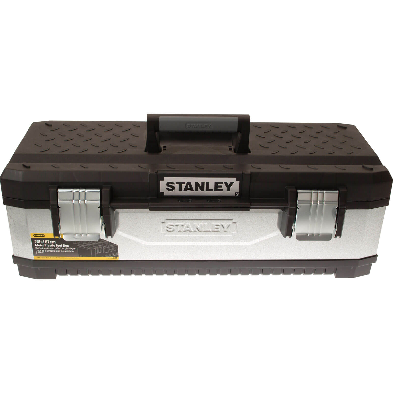 Image of Stanley Galvanised Metal Tool Box Black and Silver 650mm 26