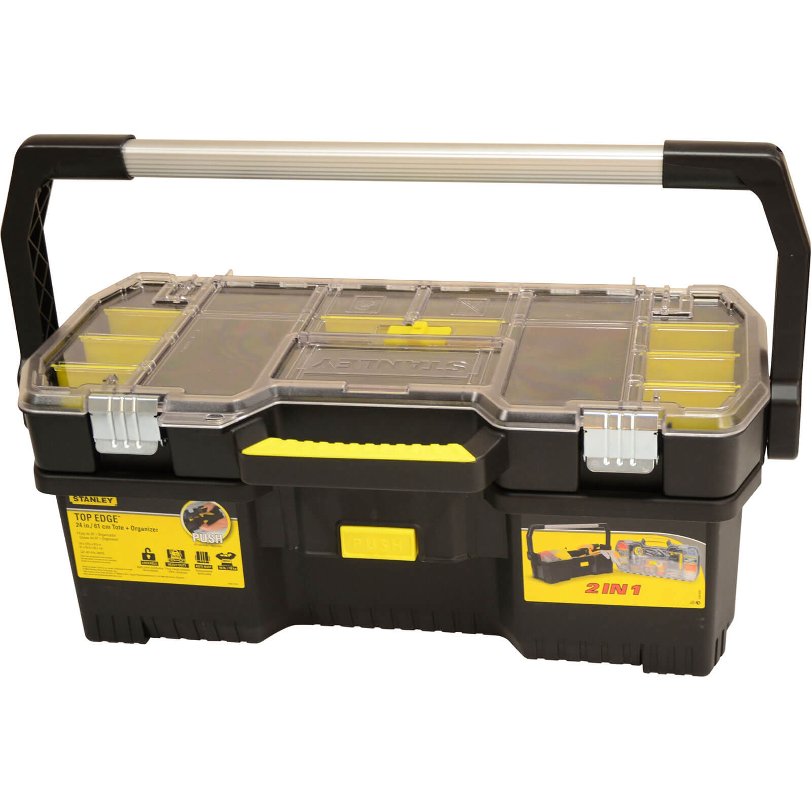 Image of Stanley Plastic Tool Box with Tote Tray Organiser 600mm 24