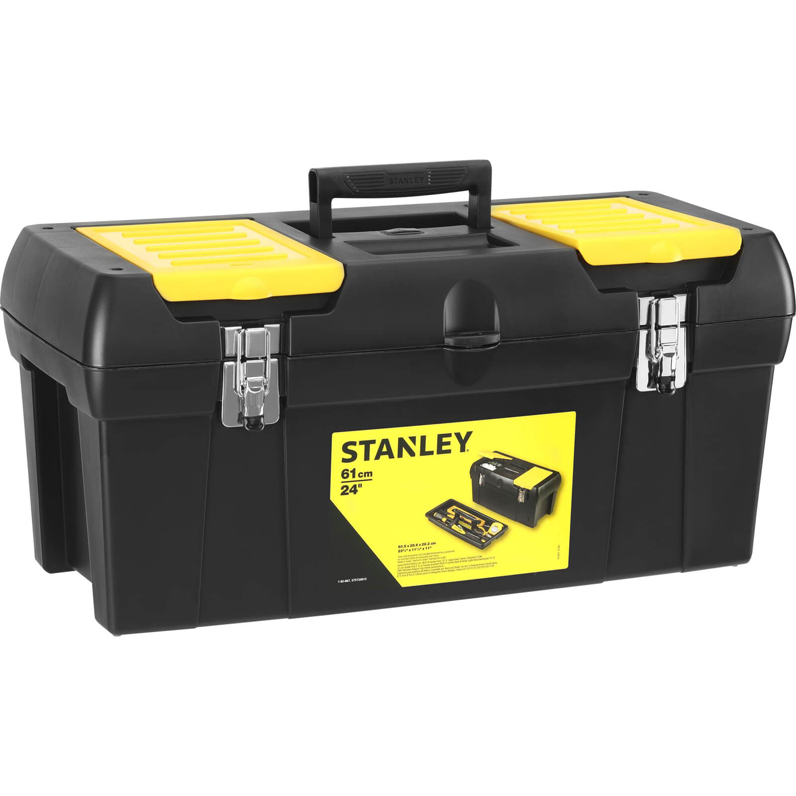 Image of Stanley Soft Grip Handle Plastic Tool Box with Tote Tray 600mm 24