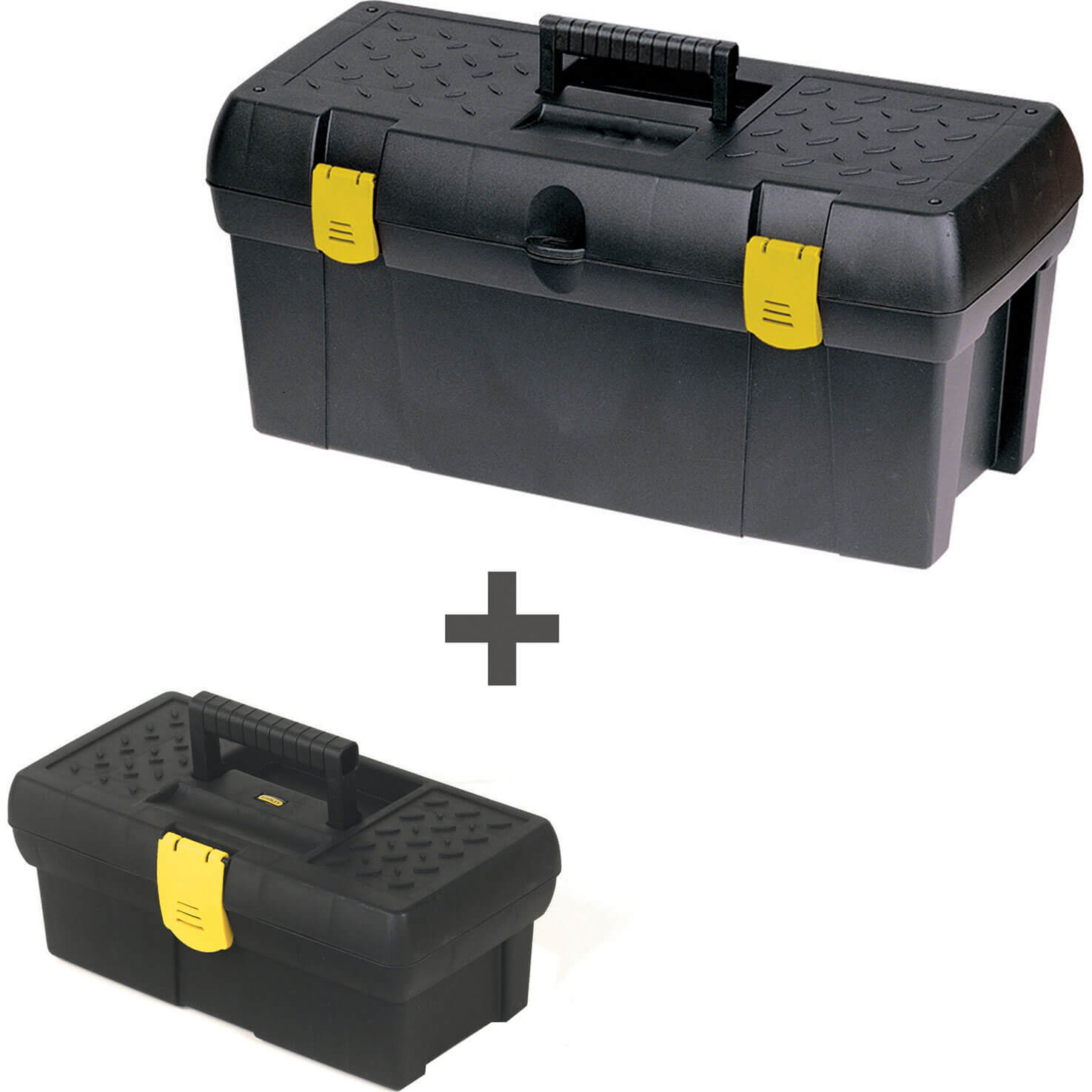 Image of Stanley Plastic Tool Box Set Black 480mm 19 and 315mm 125