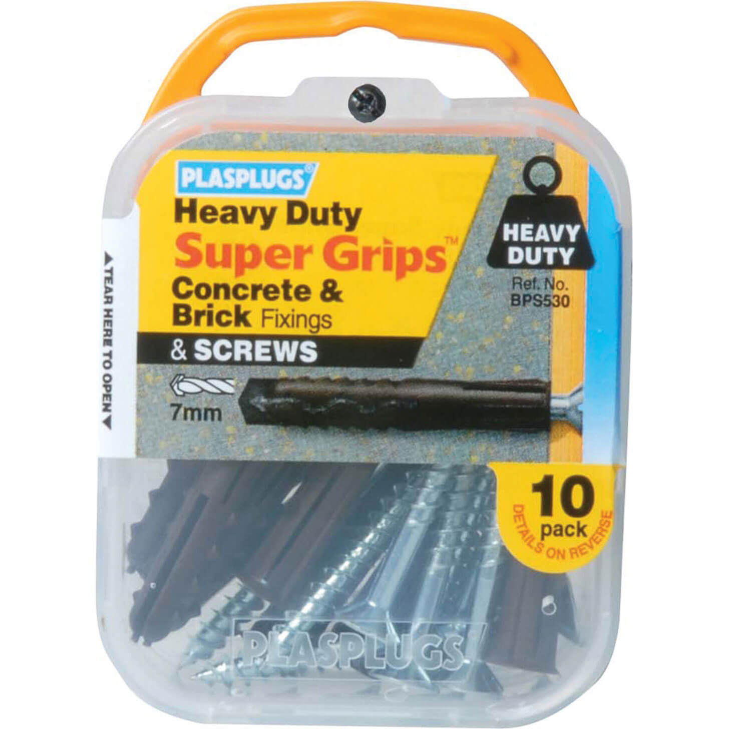 Image of Plasplugs Heavy Duty Super Grips Concrete and Brick Fixings Brown with Screws Pack of 10