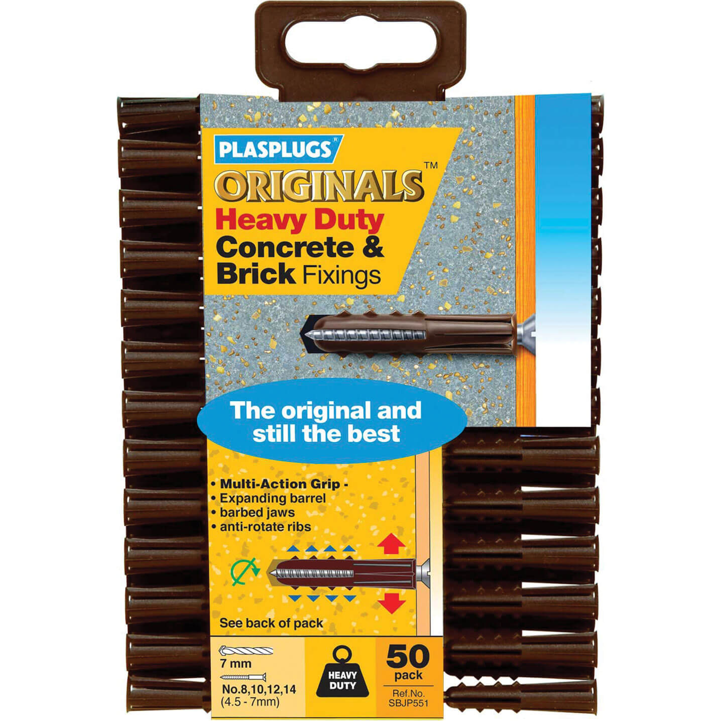 Image of Plasplugs Heavy Duty Concrete and Brick Fixings Pack of 50