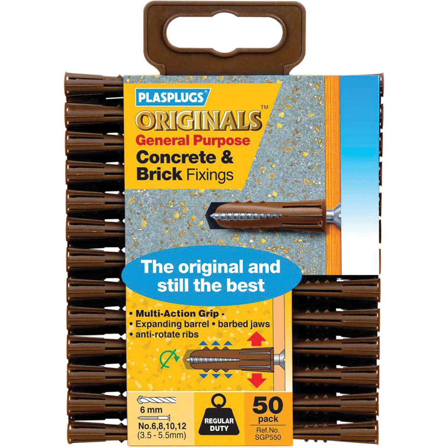 Image of Plasplugs Regular Duty General Purpose Concrete and Brick Fixings Pack of 50