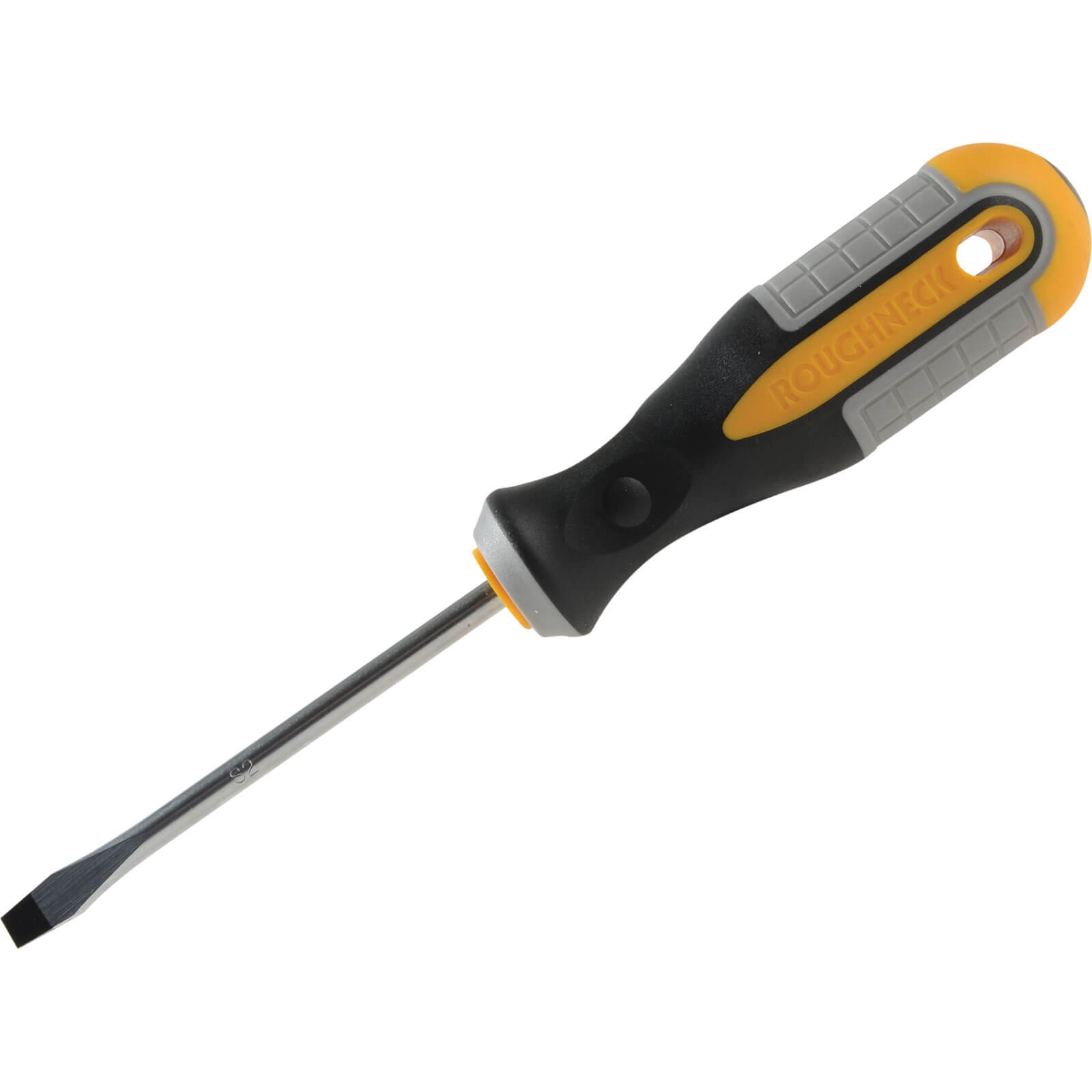 Image of Roughneck 6 x 100mm Magnetic Tip Slotted Flared Screwdriver with Soft Grip Handle