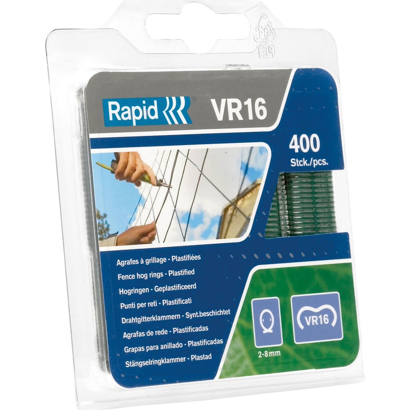 Image of Rapid Vr16 Fence Hog Rings Pack of 400 Green