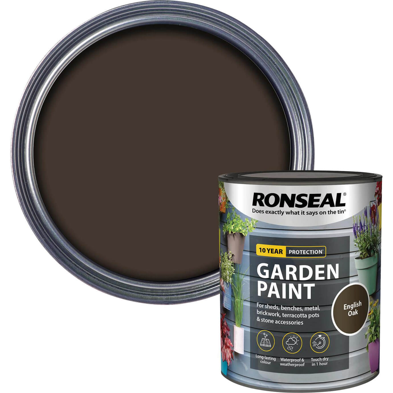 Image of Ronseal General Purpose Garden Paint English Oak 250ml