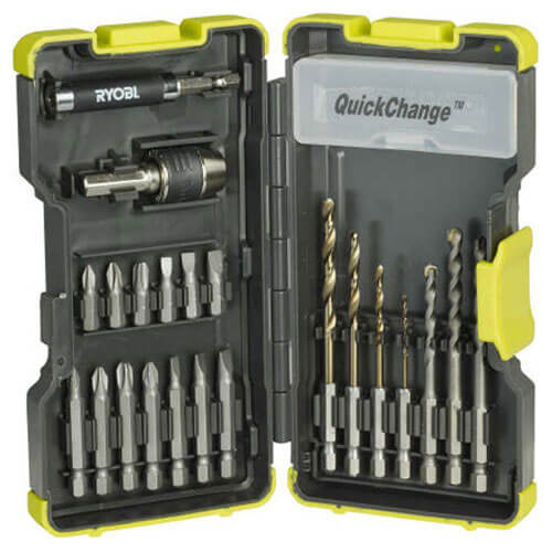 Image of Ryobi 22 Piece Hex Shank Drill and Screwdriver Bit Set in Stackable Case